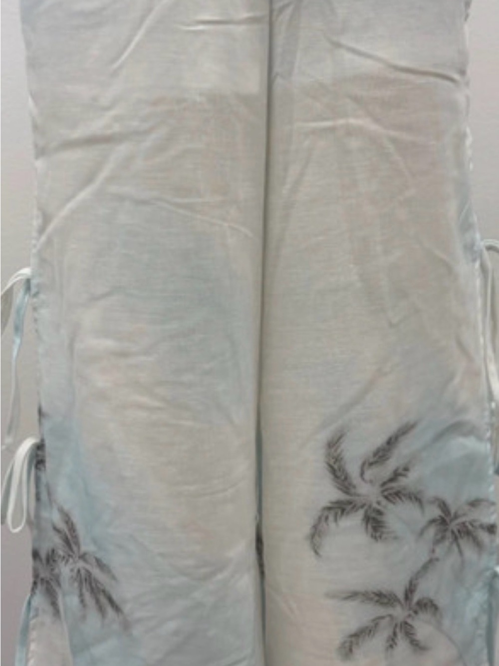 Light Blue Palm-Print Women's Drawstring Bermudas
